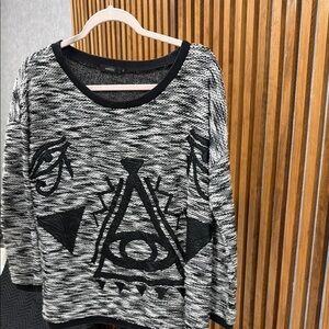 Millau Black and Gray Patterned Sweater